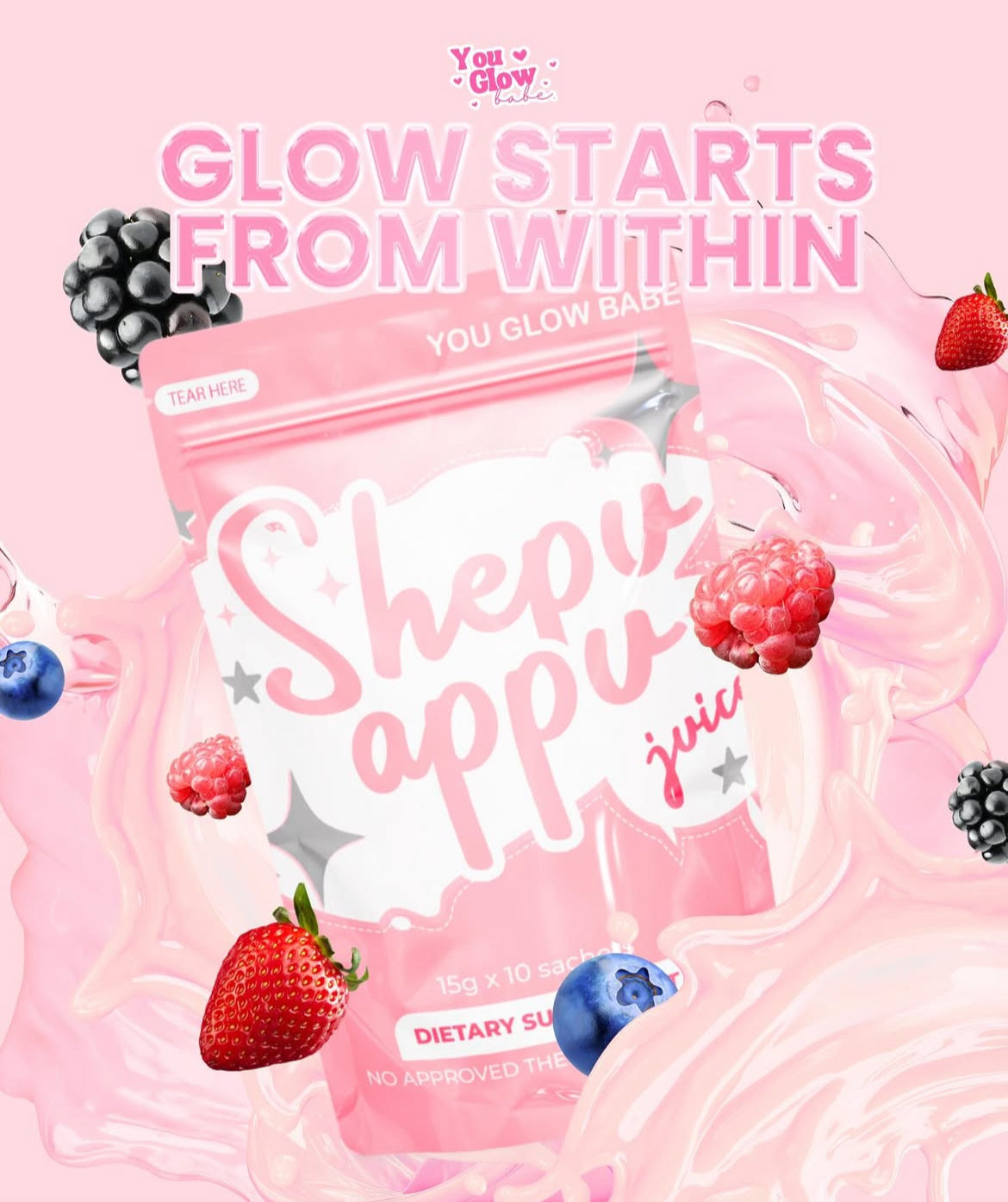 READY TO SHIP! You Glow Babe - Shape Up/Shepu Appu Slimming Juice 1pack ( 10 sachet) FREE SHIPPING