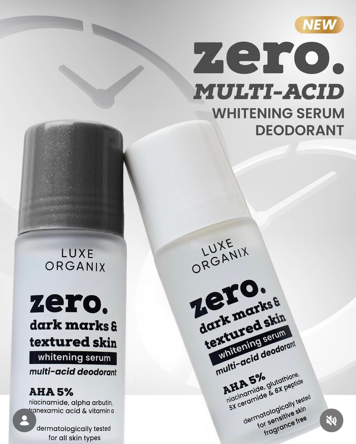 ON HAND! Luxe Organix Zero Dark Marks & Textured Skin Whitening Multi-acid Serum Deodorant 50g