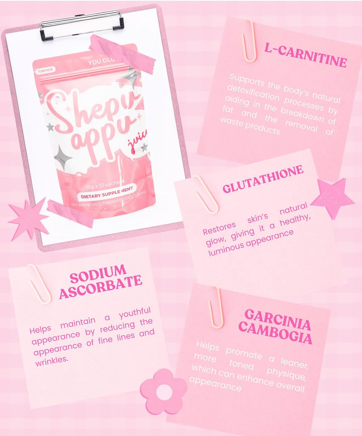 READY TO SHIP! You Glow Babe - Shape Up/Shepu Appu Slimming Juice 1pack ( 10 sachet) FREE SHIPPING