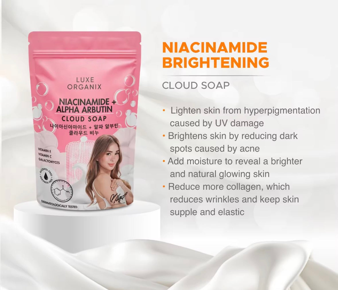 ON HAND! Luxe Organix Niacinamide Brightening Cloud Soap 180g