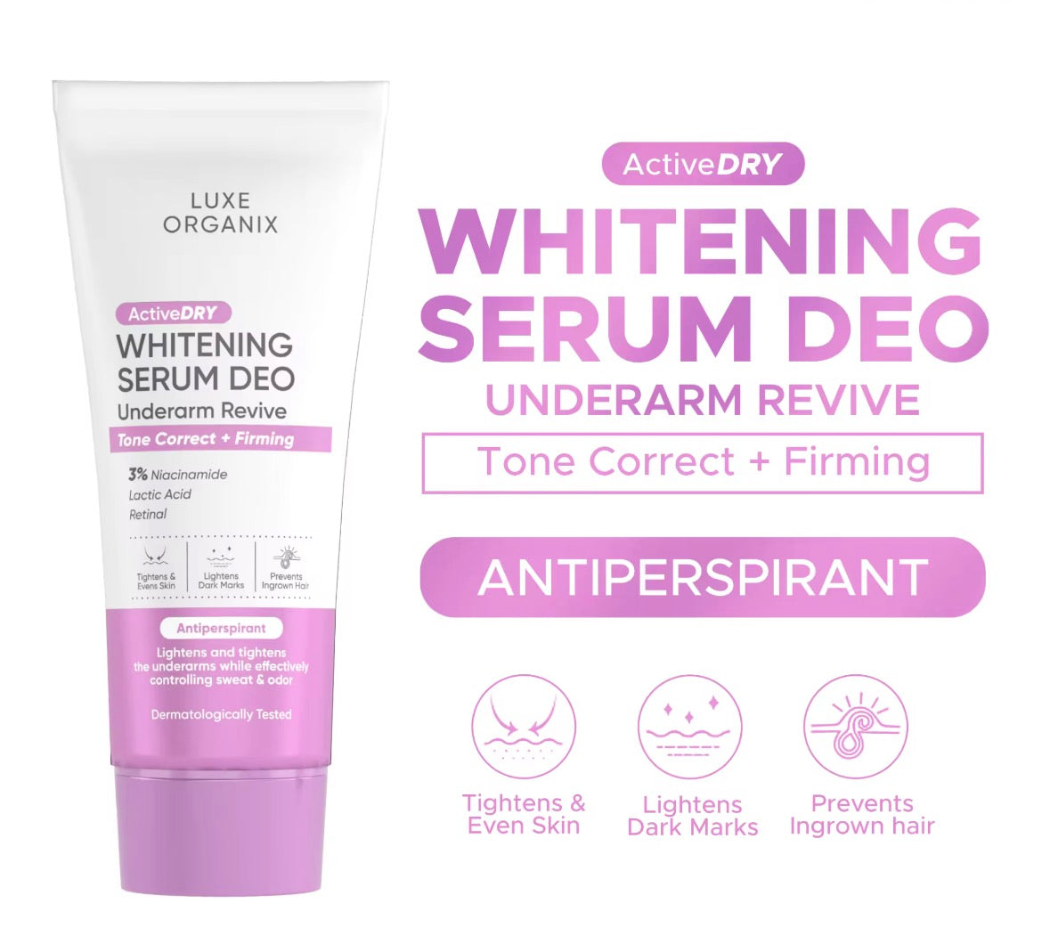 ON HAND! Luxe Organix Active Dry Whitening Serum Deo 50g