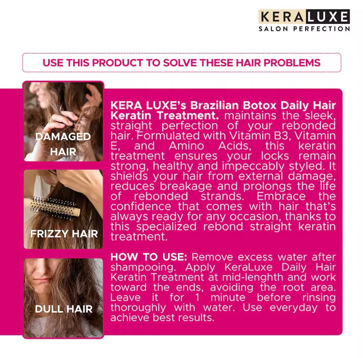 Kera Luxe Brazilian Botox Daily Keratin Treatmentrebond Straight 700ml