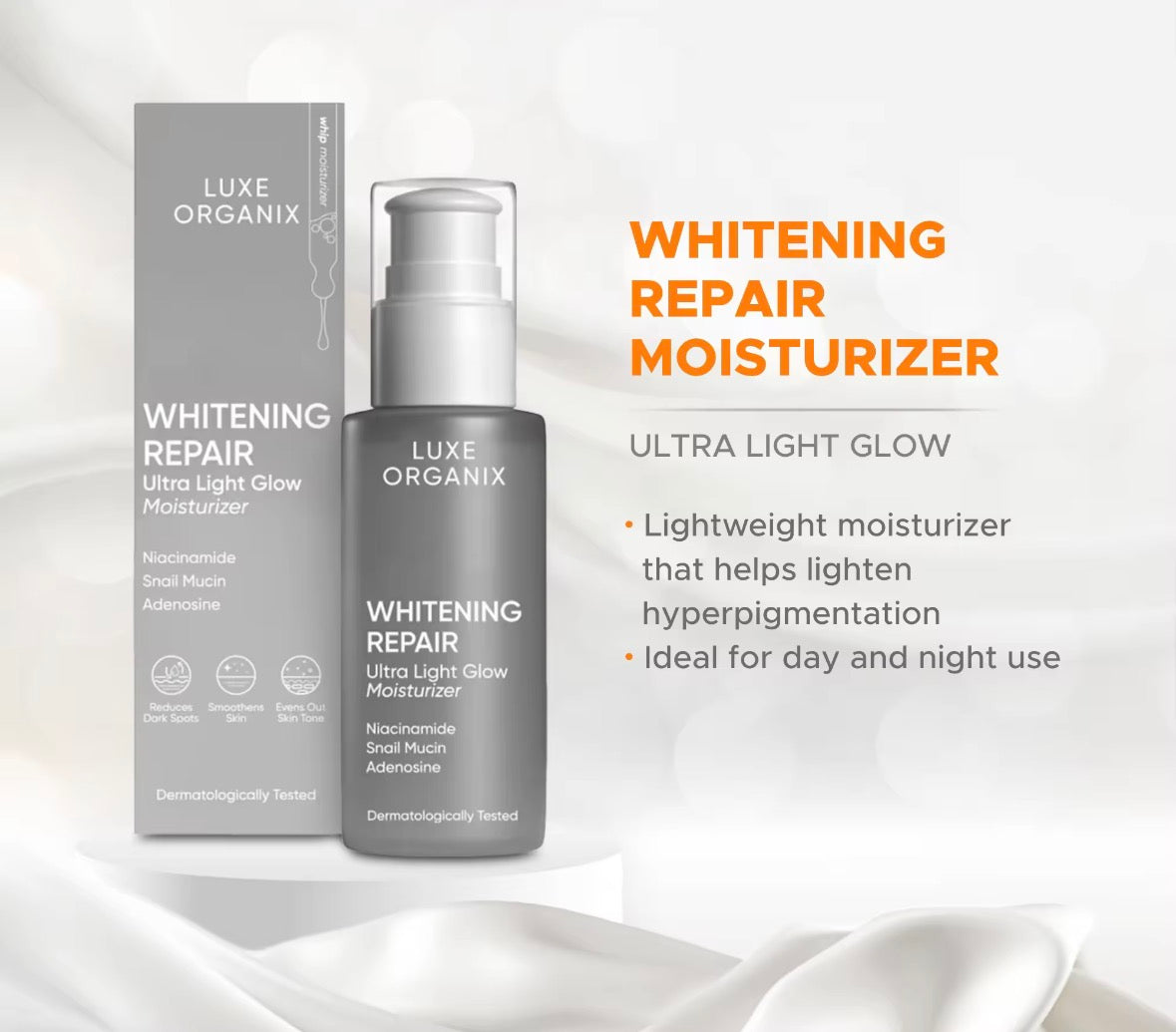 ON HAND! Luxe Organix Whitening Repair Whip Moisturizer 80ml