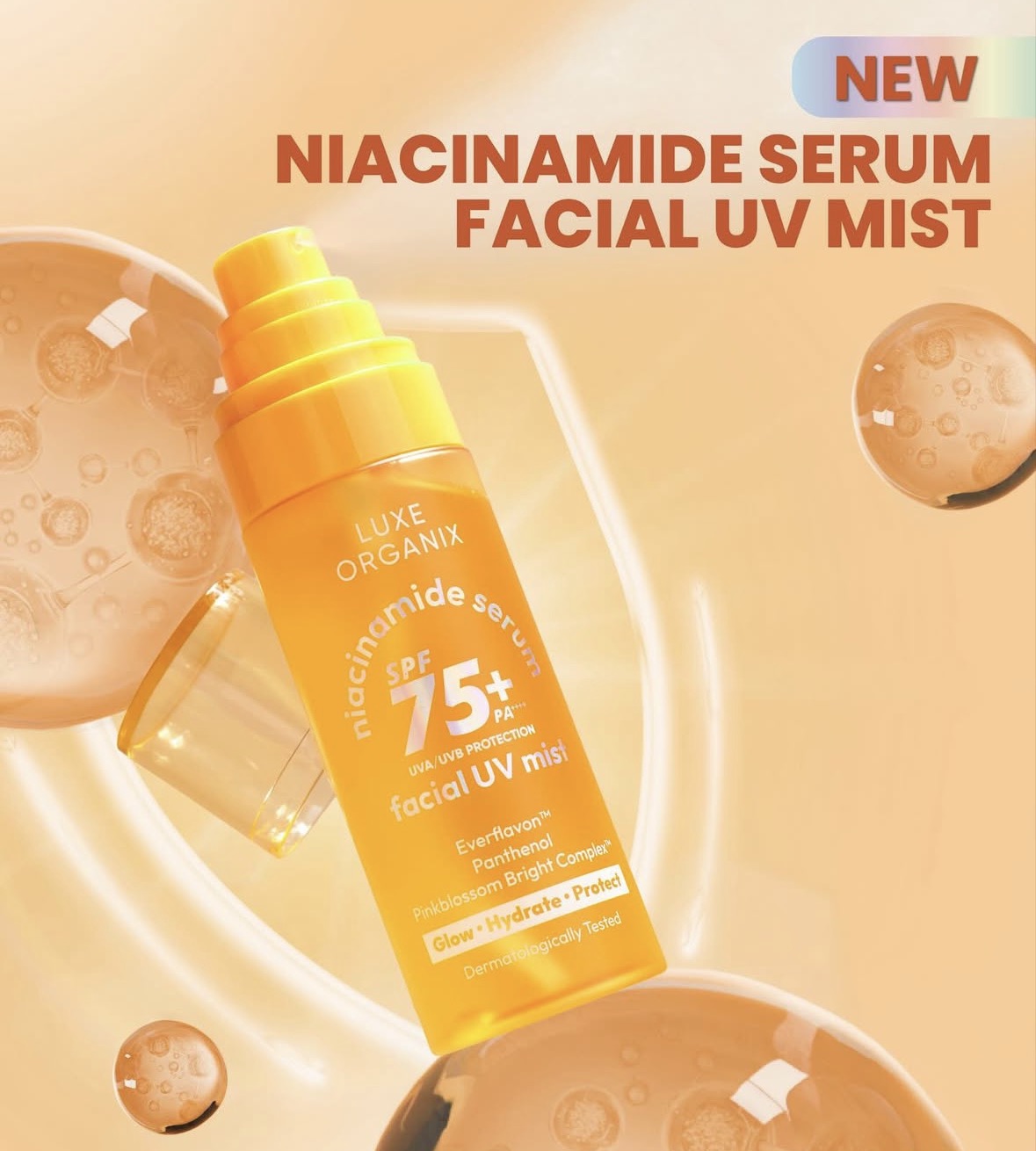 ON HAND! Luxe Organix Niacinamide Serum SPF 75+ PA++++ Facial UV Mist 80ml