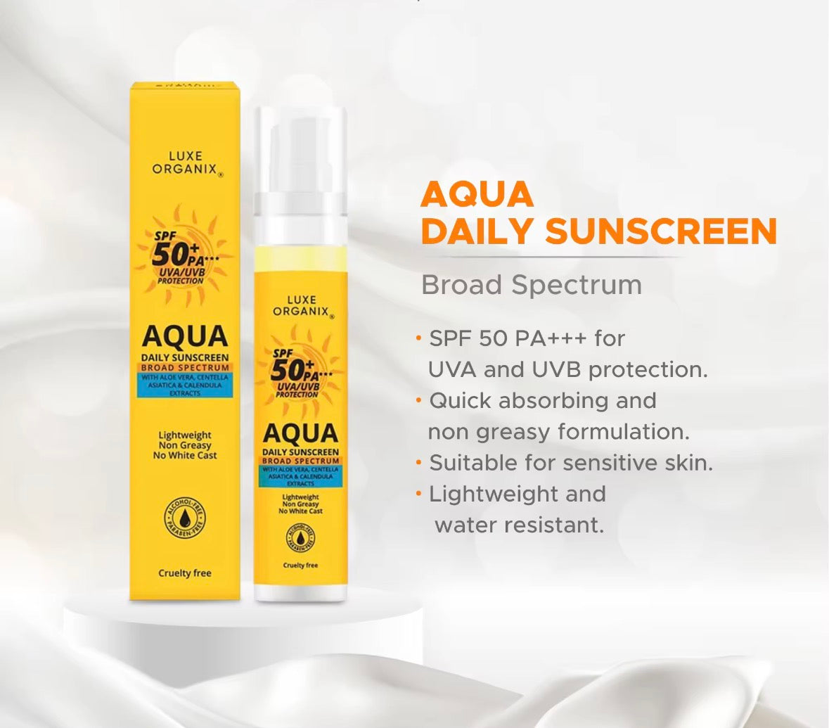 ON HAND! Luxe Organix Aqua Daily Sunscreen 50mL